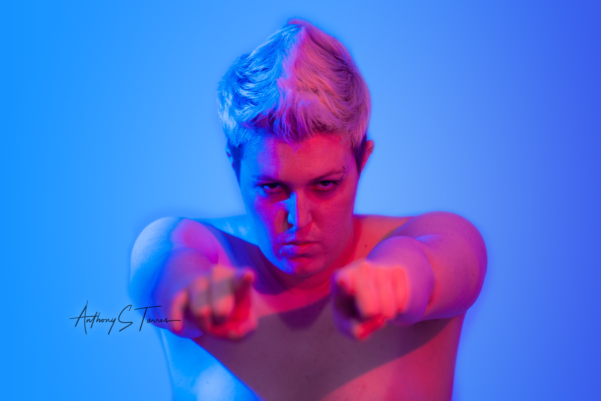 Creative boudoir session, neon lighting, Raleigh NC