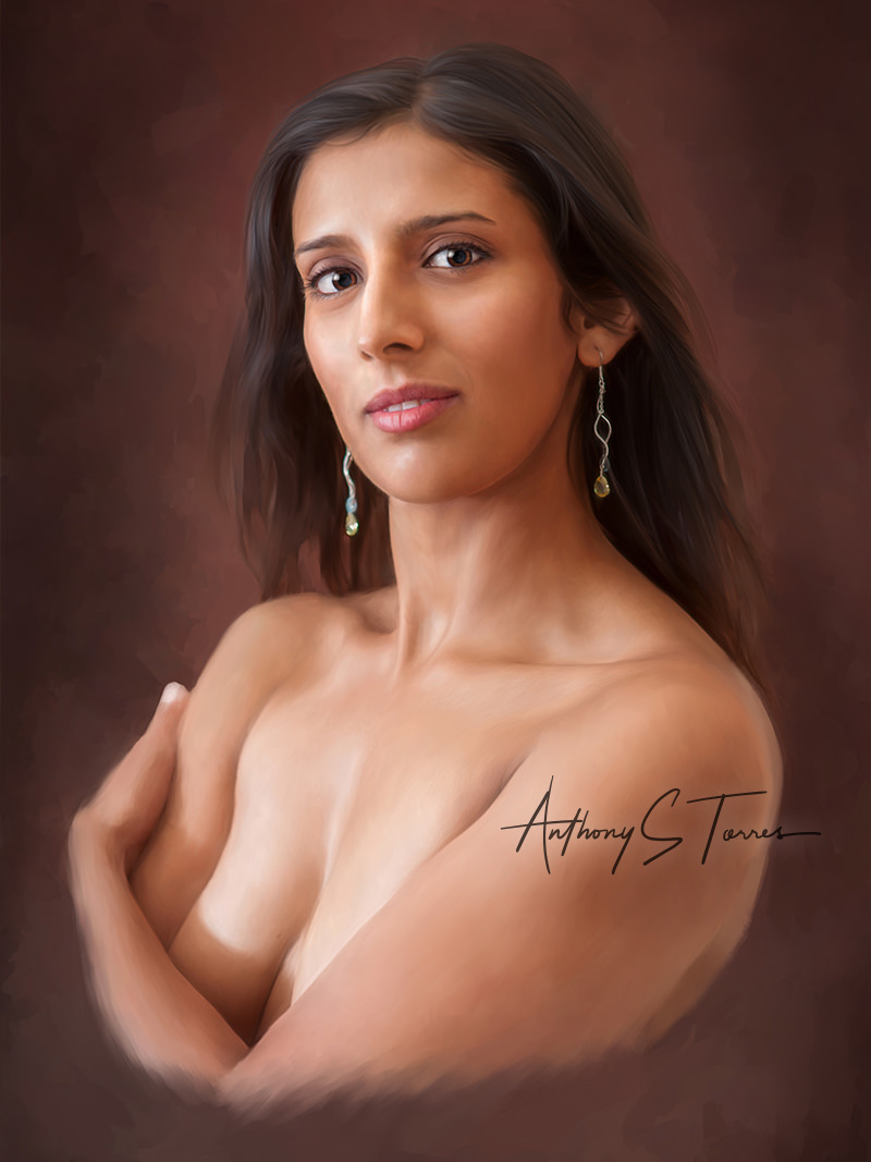 Mona S., painted portrait, fine art boudoir
